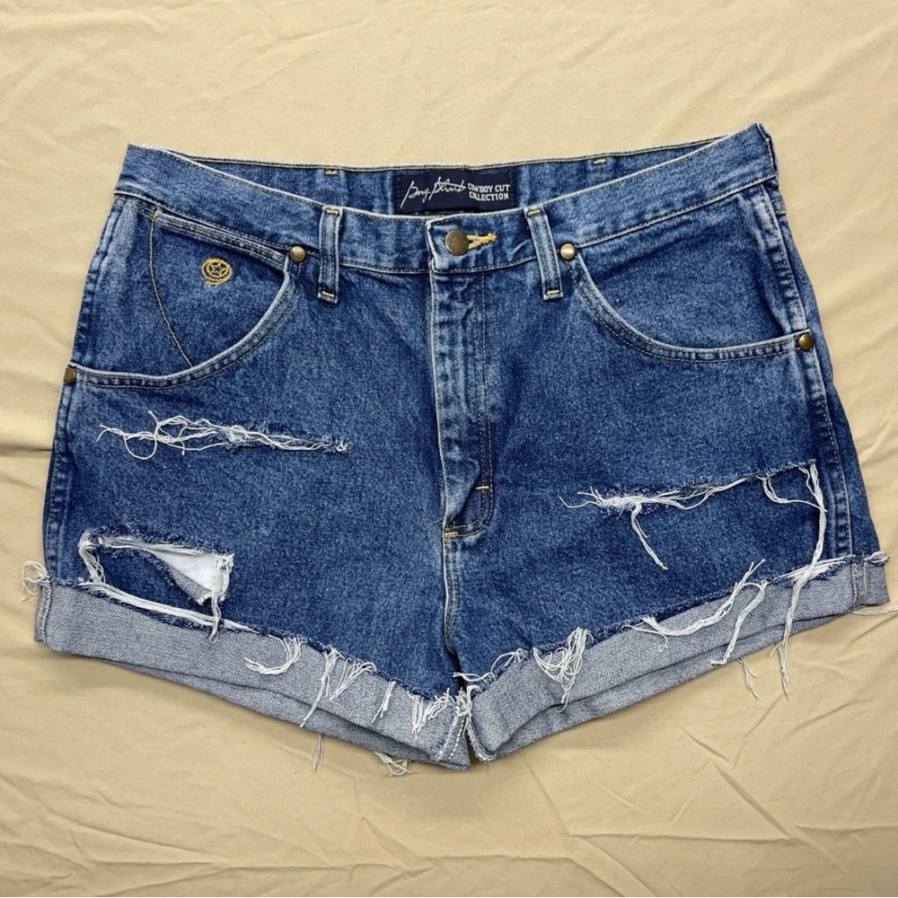 Wrangler Distressed Dark Blue Jean Shorts